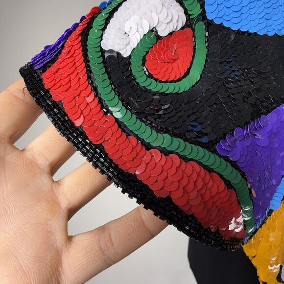 Vintage 80s Laurence Kazar Silk Beaded Sequin Dress | Abstract Geometric Sheath - Picture 9 of 14